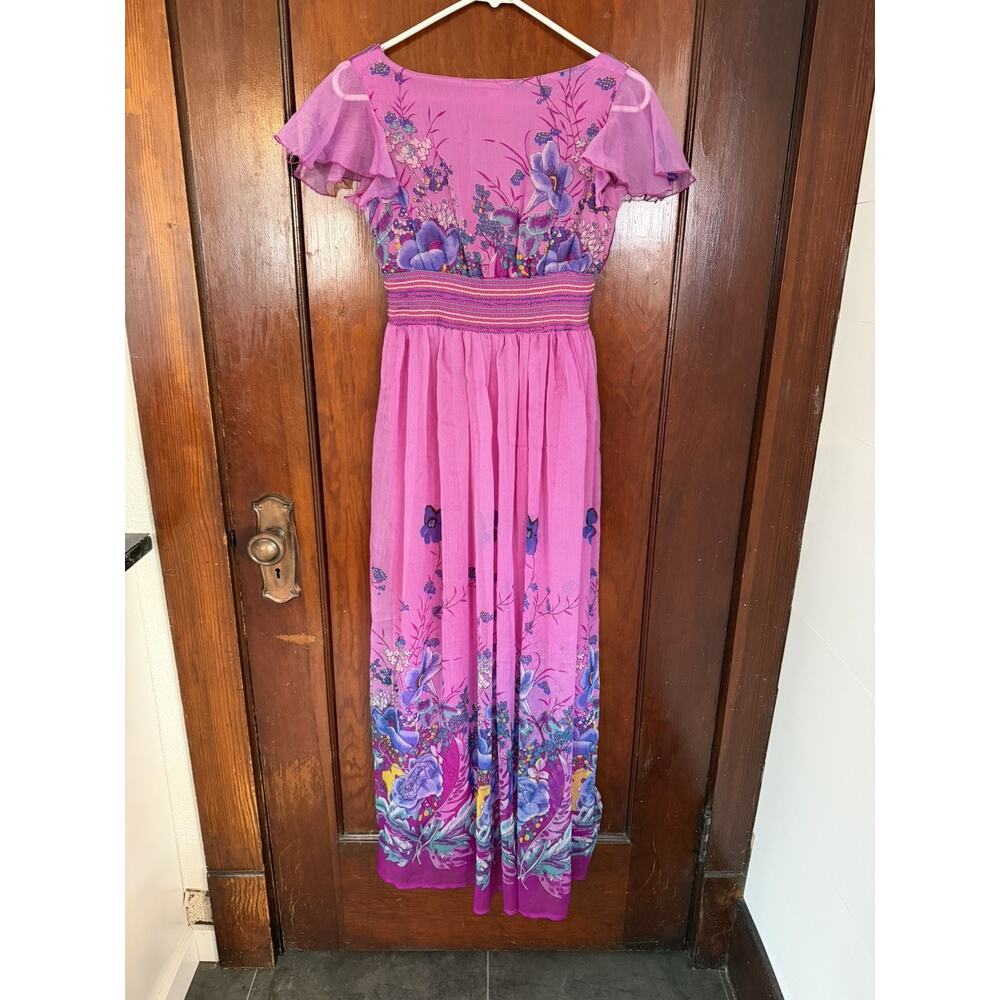 VTG Y2K Jessica Taylor Pink Floral Midi Dress Boho Fairy Cottagecore Size S - Picture 5 of 8